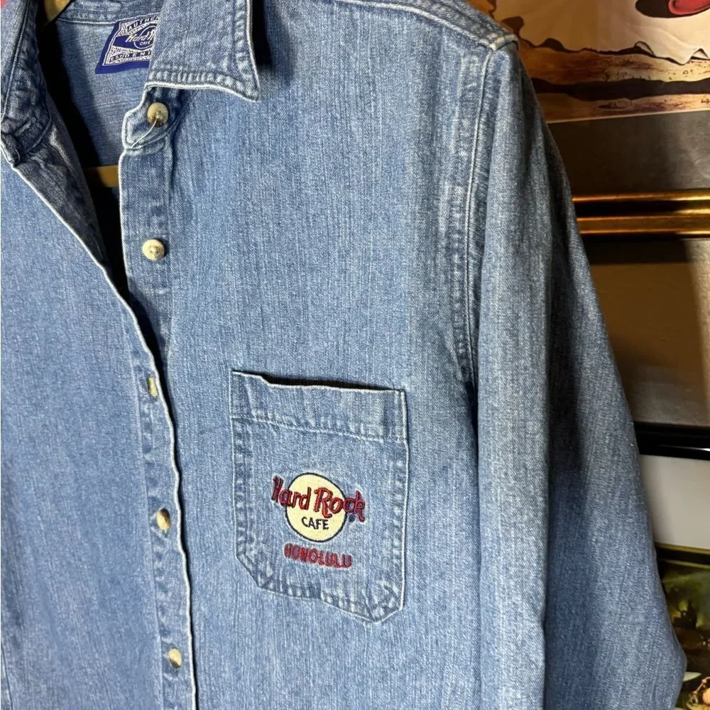 Vintage Hard Rock Cafe Denim Button Up Shirt